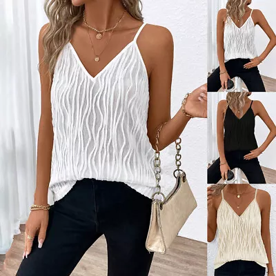 Buy Womens Vest Tops Summer Sleeveless Blouse Camisole Ladies Tank Cami Tee T Shirt • 2.99£