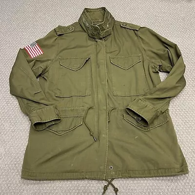 Buy VTG Ralph Lauren Denim Supply Beaded American US Flag Military Field Jacket Sz L • 110.98£