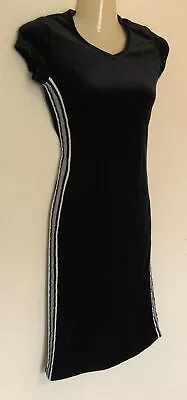 Buy 90’s Footlocker Brand Bodycon Black Velvet Dress Sz 10 Fits Like XS Silver Trim • 16.91£