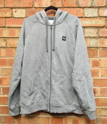 Buy Mens Under Armour Hoody Fleece Full Zip Grey Cotton Hoodie Ex Large 48 /50  New • 0.99£