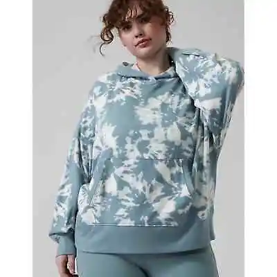 Buy Athleta Balance Printed Tie Dye Hoodie Sweatshirt XL Willow Minimalistic Gry NWT • 53.03£