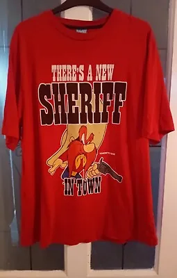 Buy Yosemite Sam XL Looney Tunes T Shirt, Red - Rare - There's A New Sheriff In Town • 14.99£