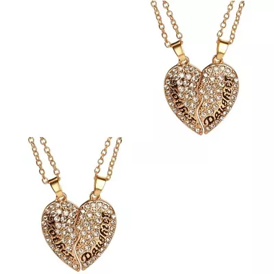 Buy 2 Pieces Mother Day Presents Pave Heart Necklace Shaped Clothing • 8.45£