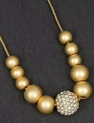 Buy Equilibrium Jewellery Matt Gold Plated Hearts Balls Necklace • 9.99£