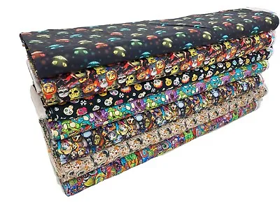 Buy HALLOWEEN Cotton Fabric Scary Spooky Goth Fancy Dressmaking Craft Material • 2.80£