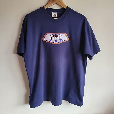 Buy Vintage Looney Tunes T-shirt Taz Devil Blue Embroidered Made In USA 1992 Large • 60£