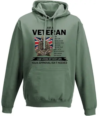 Buy I Am A Veteran Soft Style Hoodie (12 Colours Of Tops And 2 Colours Of Text) • 28£