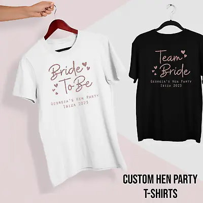 Buy Personalised T-Shirts Hen Party Bachelorette Bride Tribe Custom Bridal Tops UK • 10.95£