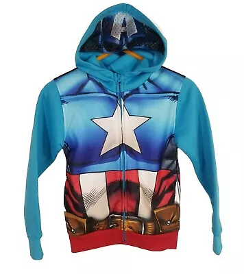 Buy Marvel Size 4 Boy's Full Zip Jacket Mask Costume Hoodie Captain America NWT • 6.84£
