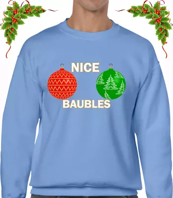 Buy Nice Baubles Christmas Jumper Funny Festive Design Top Elf Xmas Joke Rude Fun • 13.99£