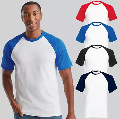 Buy Unisex Mens Valueweight Short Sleeve Baseball Tee Contrast Colour Raglan T-Shirt • 6.58£
