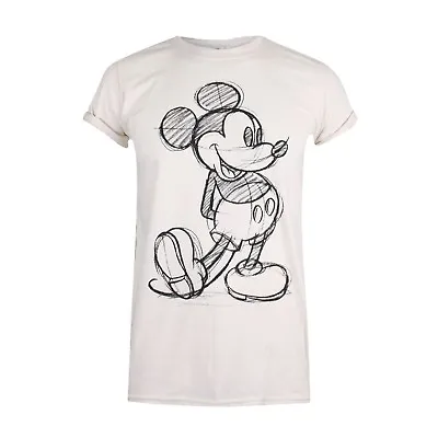 Buy Official Disney Ladies T-shirt Mickey Mouse Sketch Natural S - XL • 11.99£