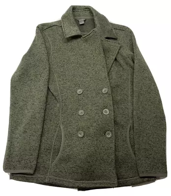 Buy EDDIE BAUER Women's Green Fleece Sweater Pea Coat Blazer Jacket Sz Small • 18.94£