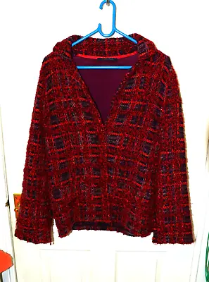 Buy Windsmoor Womens Purple & Red Thick Woolly Warm Knitted Short Jacket UK Medium • 21.88£