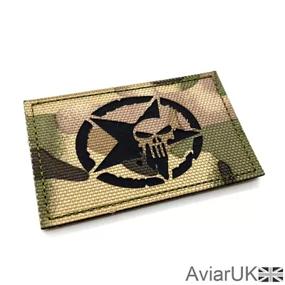 Buy Multicam Camouflage Punisher Morale Patch Camo 8cm X 5cm Hook & Loop Airsoft UK • 4.99£