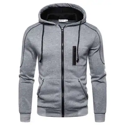 Buy Men Hooded Coat Sportswear Jacket Autumn Winter Sport Zip Up Hoodies Jacket UK • 9.49£