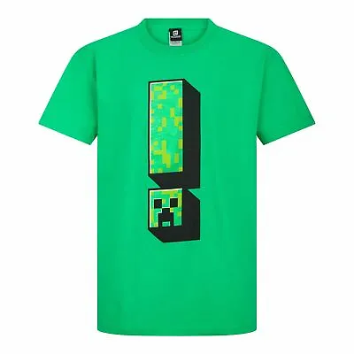 Buy Minecraft | Creeper Exclamation | Green | Kids T-Shirt | 7-8 YR • 8.99£