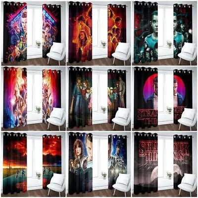 Buy Kids Stranger Things Thick Blackout Window Curtains Thermal Ring Top Eyelet Gift • 52.79£