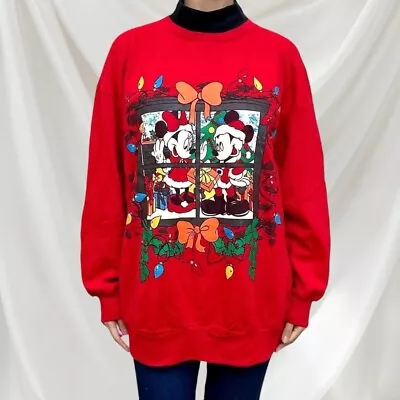 Buy Vintage Disney Mickey, Minnie Mouse Printed Christmas  High Neck Sweater • 15£