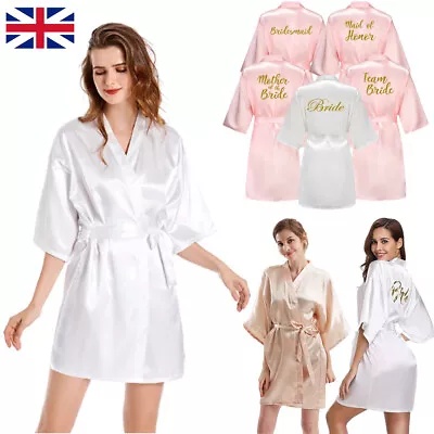 Buy Bridesmaid Robes Wedding Bridal Party Robes Team Bride Robe Kimono Satin Pajamas • 8.99£