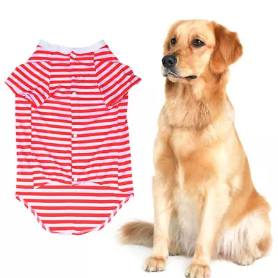 Buy  Large Dog Striped T Shirt Dog Shirts Oversized Breathable Cotton Vest For • 11.42£