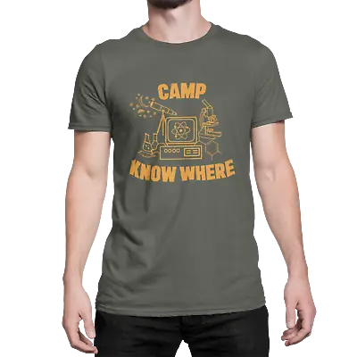 Buy Camp Know Where TV Inspired Mens Ladies Unisex Retro ORGANIC T-Shirt Dustin Nerd • 8.99£