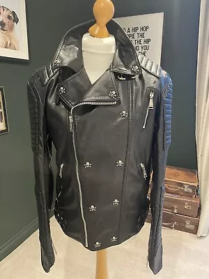 Buy Philipp Plein Rare Limited Edition Skull Stud Mens Biker Leather Jacket Size XXL • 599.99£