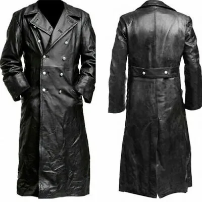 Buy Men Coat Faux Leather Jacket Trench Coat Full Length Gothic Steampunk Long 5Xl • 47.27£