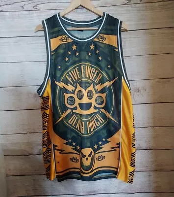 Buy Five Finger Death Punch Basketball Jersey Shirt 5FDP XL Chevron Yellow Tank Top • 217.35£