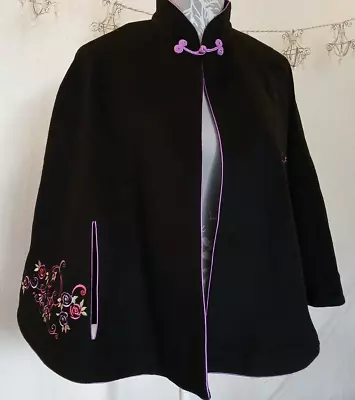 Buy Stunning Black Embroidered Shoulder Cape Jacket - One Size Fits All - BNWOT • 10£
