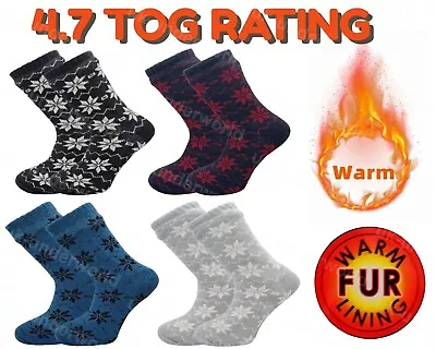 Buy Mens Thermal Socks 4.7 Tog Fleece Sherpa Lining Slipper Gripper Bed Socks 6-11 • 6.85£