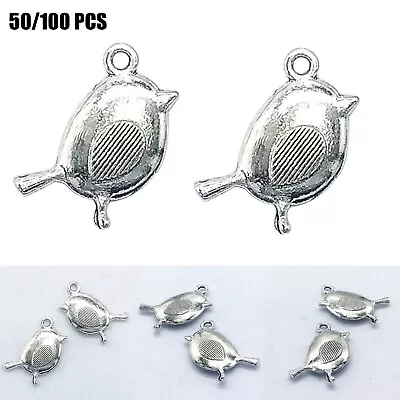 Buy 50/100x Tibetan Silver Cute BIRD ROBIN Christmas Charm Pendant DIY Jewellery UK • 11.75£
