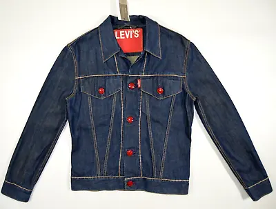 Buy Vintage LEVIS ENGINEERED Red Button Collection Trucker Jacket Size M Jeans Denim • 129£