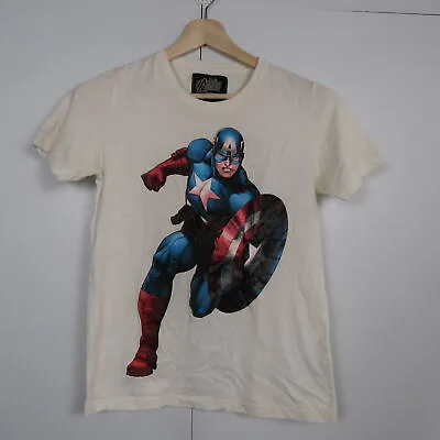 Buy Marvel Avengers Assemble Captain America Mens T-Shirt Size M White Short Sleeve • 6.13£