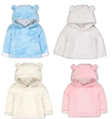 Buy MOTHERCARE Baby Jacket Boys Girls Blue Pink White Soft Velour Fur Bear Ears NEW • 4.95£