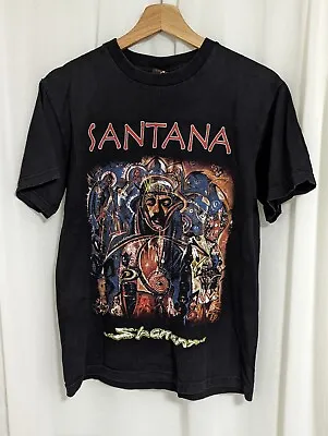 Buy VINTAGE Santana Tee MEDIUM Shaman Guitarist Music Y2K 2000 Rock And Roll • 40£