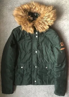 Buy Women's Noisy May Faux Fur Hooded M/L Dark Green Puffer Jacket RRP £50 • 14.95£