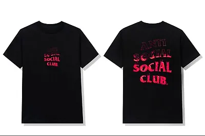 Buy DS Anti Social Social Club ASSC Pink Flame Logo A Fire Inside Black Tee In Hand • 71.92£