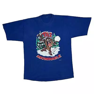Buy Vintage Looney Tunes (1997) TAZ ABOMINABLE Warner Bros Graphic T-Shirt XL Blue • 34.99£