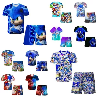 Buy Kids 3D Sonic The Hedgehog T-shirt Tee Shorts Set Youtube Sportwear Outfit Gifts • 6.99£