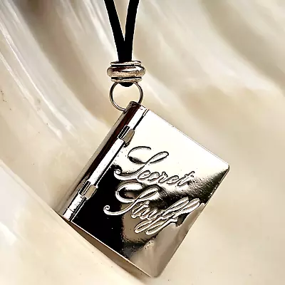 Buy Locket Pendant Secret Stuff Necklace Book Bead & Cord Steel Worded Jewellery • 5.95£