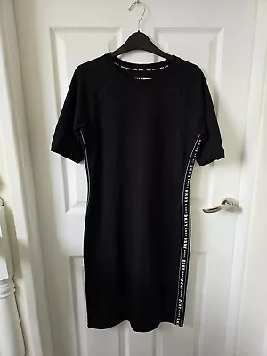 Buy DKNY Contrast Letter Tape Dress Elastic Black Mid Short Sleeves • 8.99£