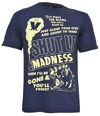 Buy Madness T Shirt Shut Up Official  Band Logo Blue New S-2XL • 16.95£