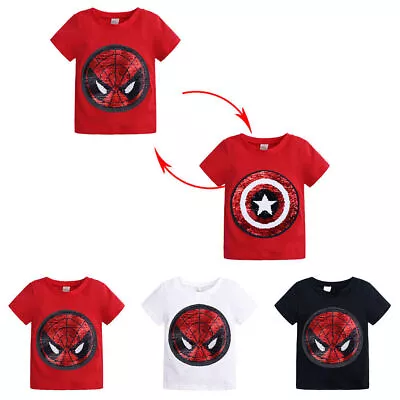 Buy Kids Boys Spiderman Short Sleeve T-Shirt Summer Casual Crew Neck Tee Tops Blouse • 5.89£