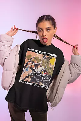 Buy Stone Roses T-Shirt, SHE BANGS THE DRUMS, TOUR, IAN BROWN, Unisex/Ladies Fit • 14.99£