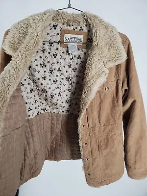 Buy NYC Fleece Sherpa Lined Floral Quilted Corduroy L Jacket Antique Snap Coat • 20.27£
