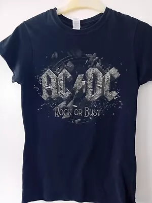 Buy Official Ac / Dc 'rock Or Bust' T-shirt - Black, Women's Size Small • 10.95£