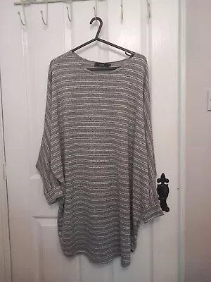Buy Peaches And Cream Grey Striped Oversized Top Size Small To Medium • 1.04£