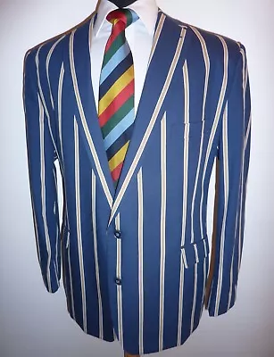 Buy Men's Samuel Windsor Blue Stripe Boating Blazer Suit Jacket 50 S Sport Coat • 129£