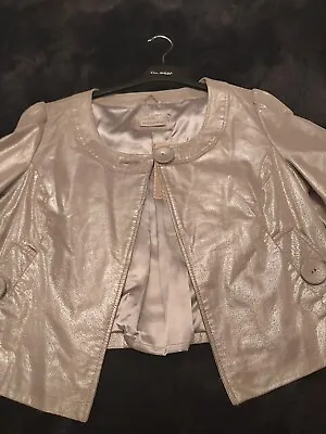 Buy Real Leather Silver Jacket Size 12 Brand New With Tags Absolutely Beautiful  • 65£